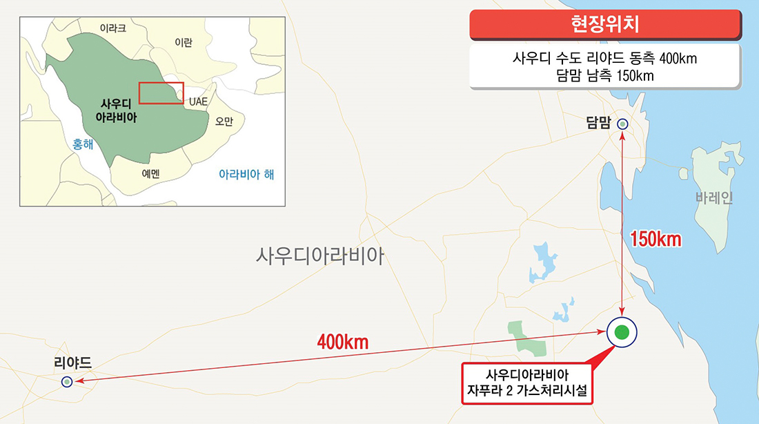 사우디 자푸라 가스처리시설(Phase-2) 위치도